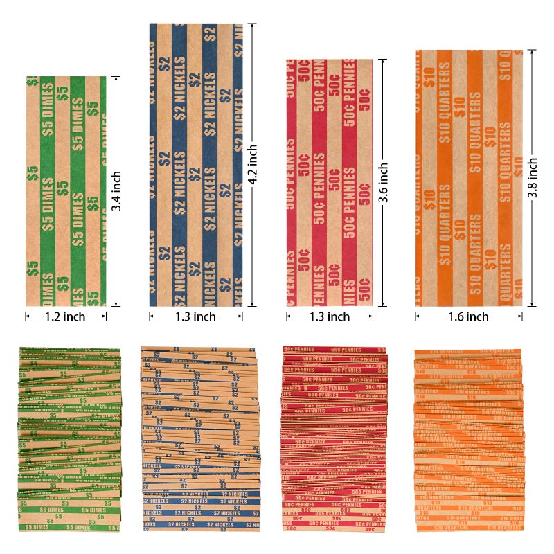 إيسينشيال 100 قطعة أساسية من أغلفة العملات المعدنية المسطحة والمعبأة المتنوعة، أغلفة لفات العملات المعدنية للأرباع والدايمات والنيكل والبنسات - Image 2